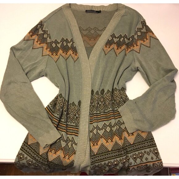 Peruvian Connection Open Front Cardigan Sweater Aztec (T5) - Picture 1 of 16